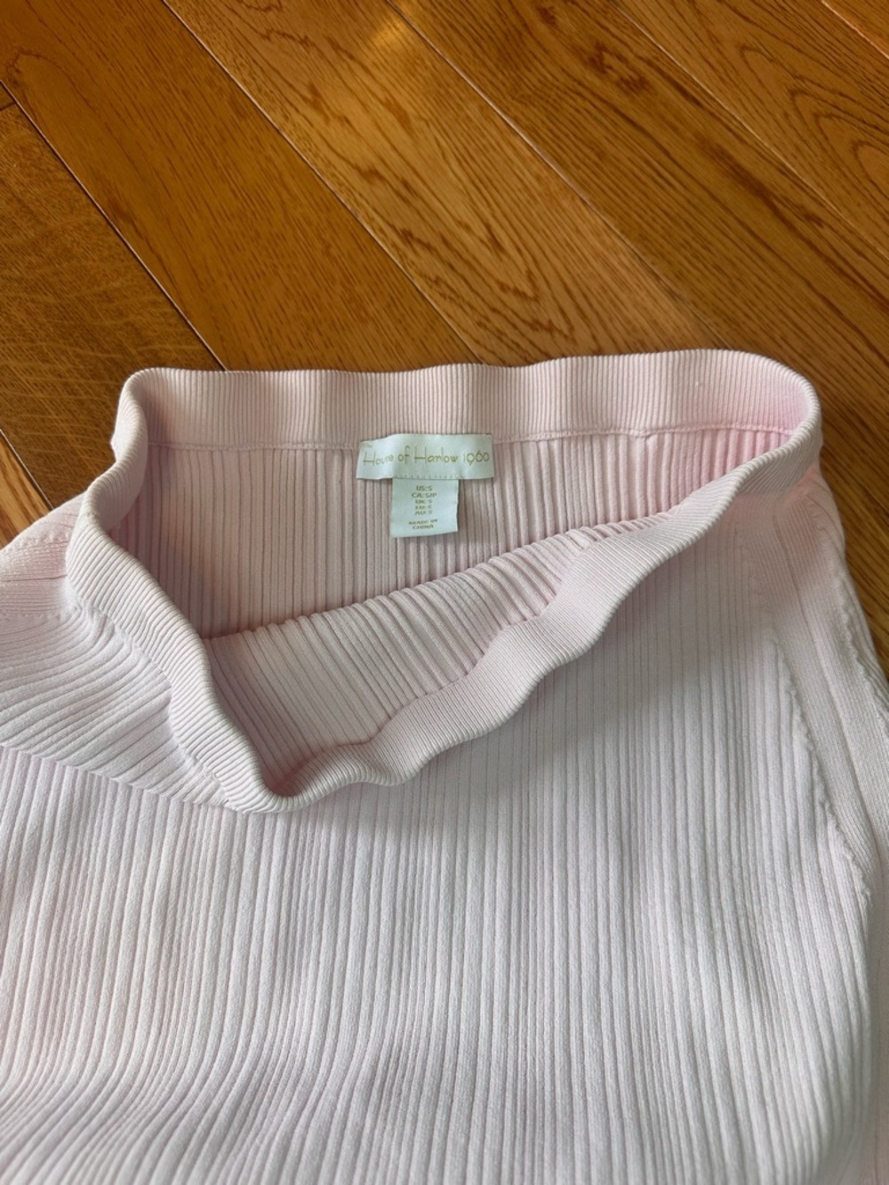 House of Harlow 1960 Revolve Light Pink Ribbed Midi Skirt with Side Slit - Picture 2 of 3
